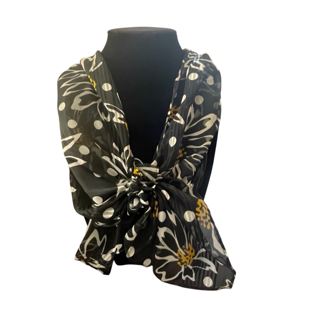 El & Company Stylish Black with White Polkadots and Yellow Accents Women…
